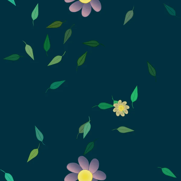 Fleurs Abstraites Avec Des Feuilles Motif Sans Couture Illustration Vectorielle — Image vectorielle