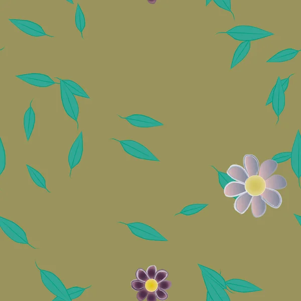 Fleurs Abstraites Avec Des Feuilles Motif Sans Couture Illustration Vectorielle — Image vectorielle