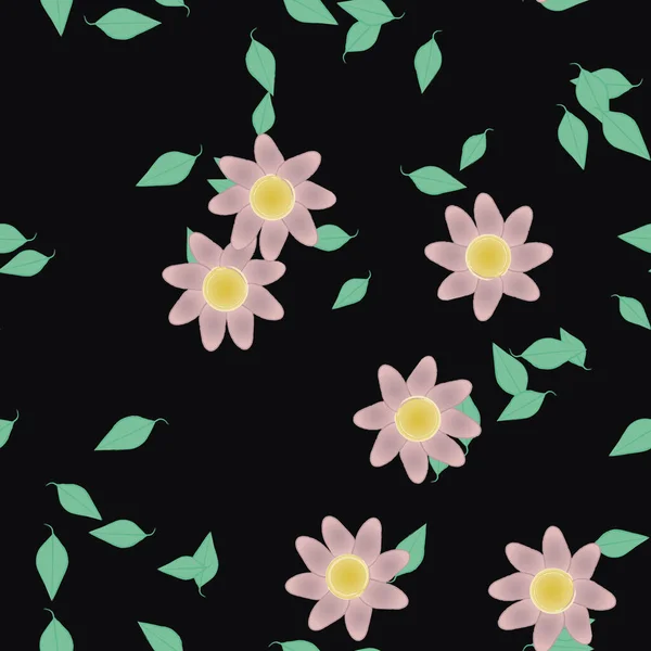 Fleurs Abstraites Avec Des Feuilles Motif Sans Couture Illustration Vectorielle — Image vectorielle