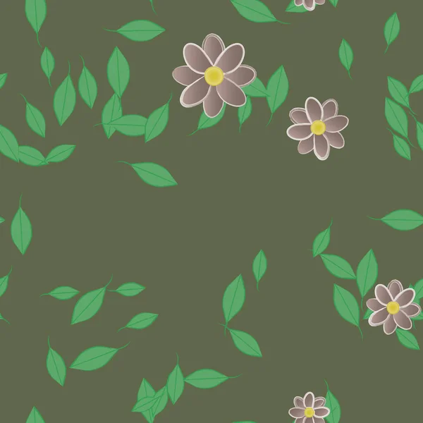 Flores Colores Hojas Fondo — Vector de stock