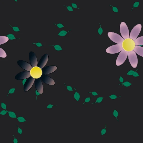 Flores Abstractas Con Hojas Patrón Sin Costura Ilustración Vectorial — Vector de stock