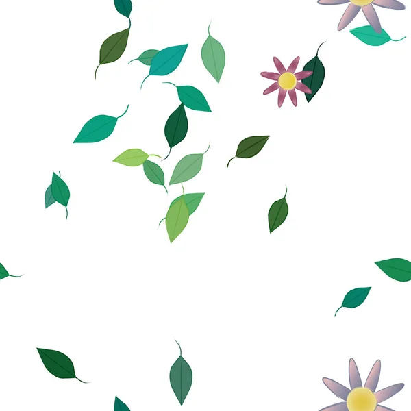 Abstract Flowers Leaves Seamless Pattern Vector Illustration — Stock Vector