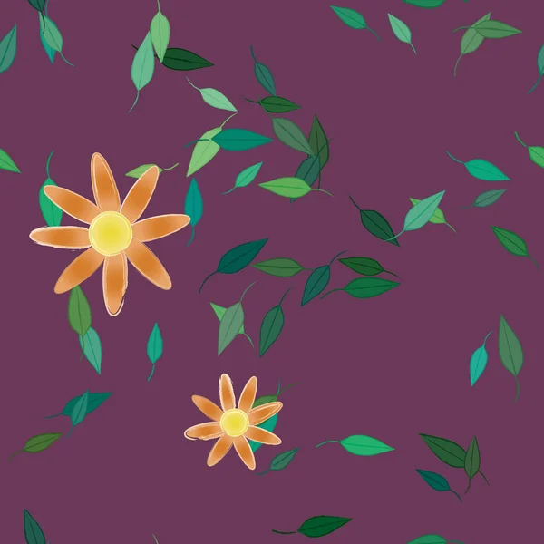 Fleurs Abstraites Avec Des Feuilles Motif Sans Couture Illustration Vectorielle — Image vectorielle