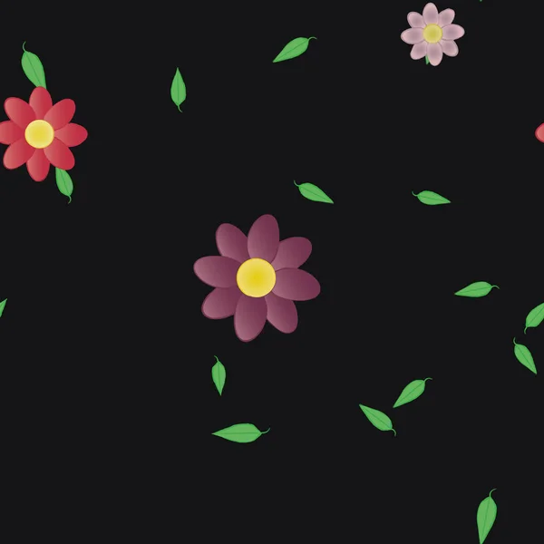 Barevné Květiny Listy Pozadí — Stockový vektor