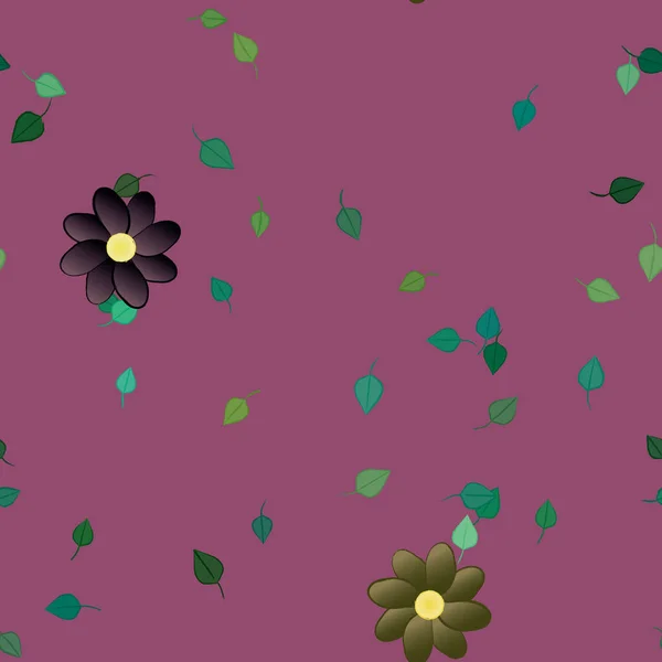 Fleurs Abstraites Avec Des Feuilles Motif Sans Couture Illustration Vectorielle — Image vectorielle