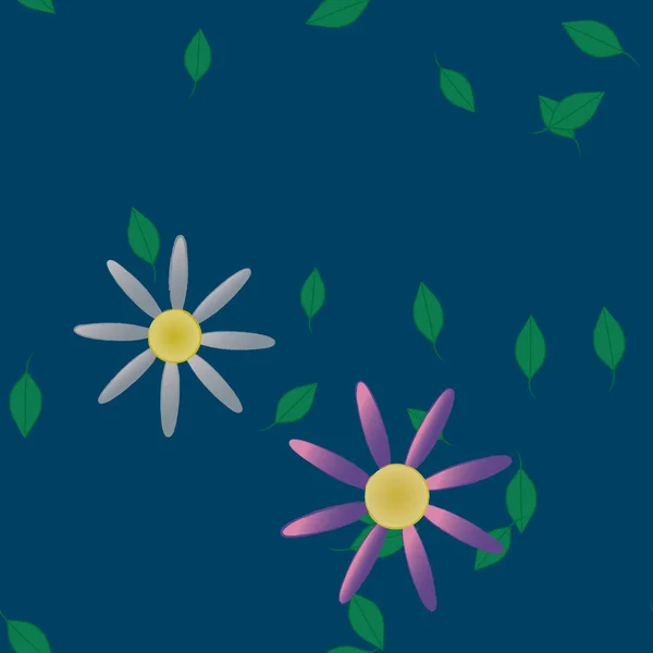 Abstrakta Blommor Med Blad Sömlös Mönster Vektor Illustration — Stock vektor