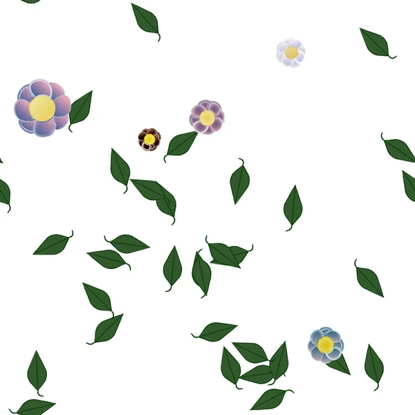 Fleurs Abstraites Avec Des Feuilles Motif Sans Couture Illustration Vectorielle — Image vectorielle