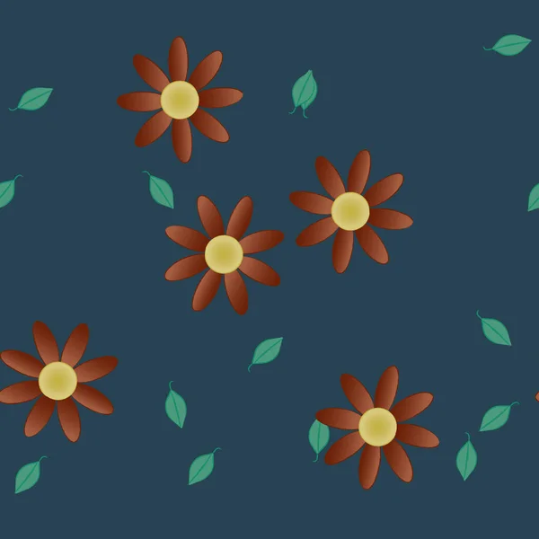 Fleurs Abstraites Avec Des Feuilles Motif Sans Couture Illustration Vectorielle — Image vectorielle