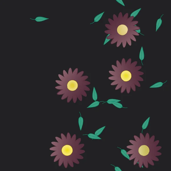 Barevné Květiny Listy Pozadí — Stockový vektor