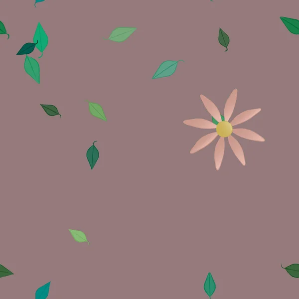 Flores Abstractas Con Hojas Patrón Sin Costura Ilustración Vectorial — Archivo Imágenes Vectoriales