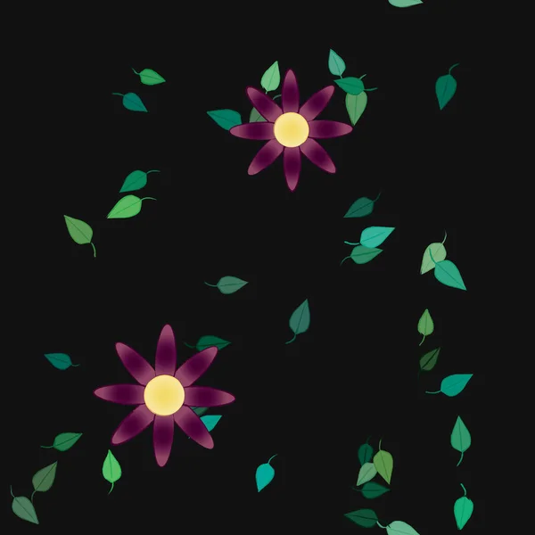 Fleurs Abstraites Avec Des Feuilles Motif Sans Couture Illustration Vectorielle — Image vectorielle