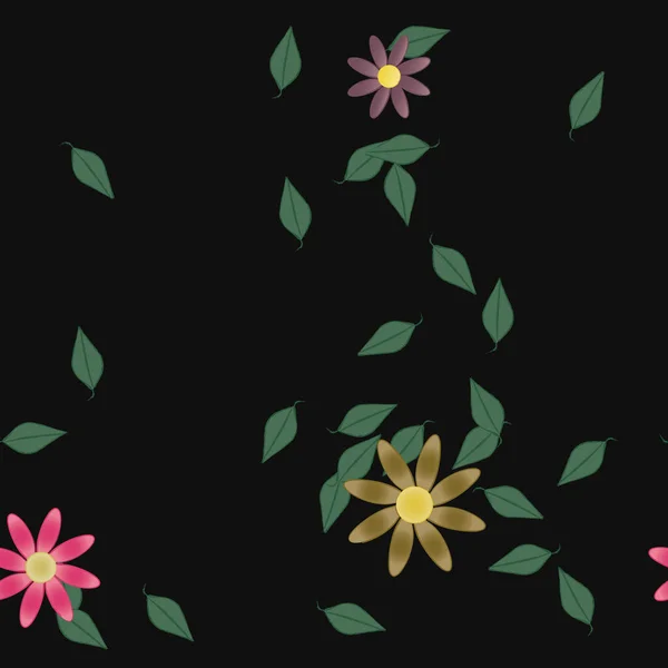 Flori Abstracte Frunze Model Fără Sudură Ilustrație Vectorială — Vector de stoc
