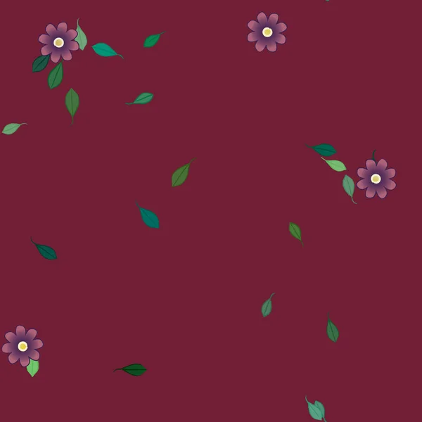 Färgade Blommor Och Blad Bakgrund — Stock vektor