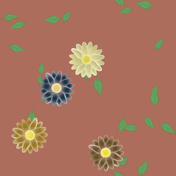 Flores Colores Hojas Fondo — Vector de stock