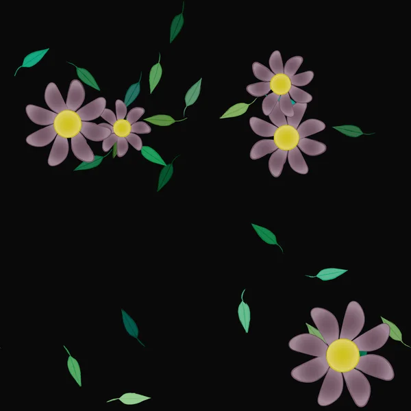 Fleurs Abstraites Avec Des Feuilles Motif Sans Couture Illustration Vectorielle — Image vectorielle