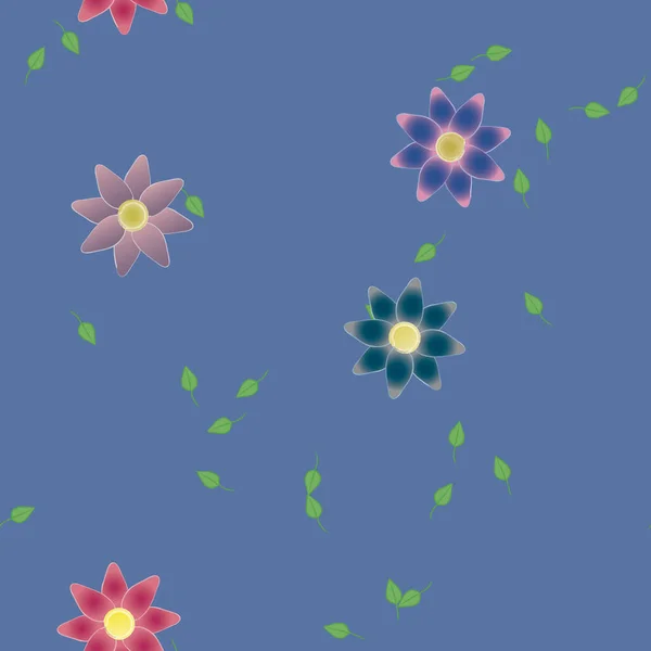 Fleurs Abstraites Avec Des Feuilles Motif Sans Couture Illustration Vectorielle — Image vectorielle