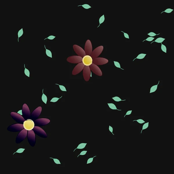 Flores Colores Hojas Fondo — Vector de stock