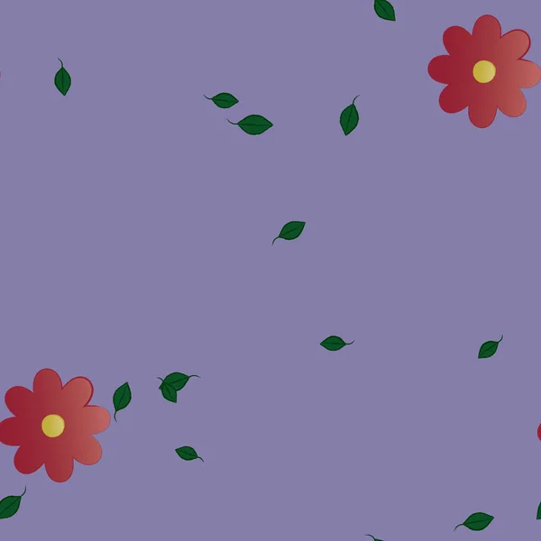 Flores Abstractas Con Hojas Patrón Sin Costura Ilustración Vectorial — Vector de stock