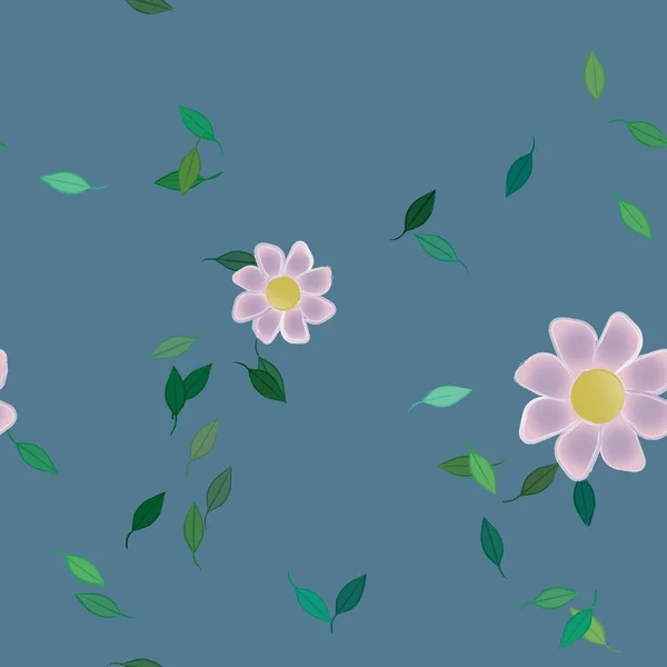 Fleurs Abstraites Avec Des Feuilles Motif Sans Couture Illustration Vectorielle — Image vectorielle