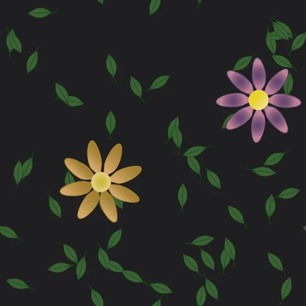 Fleurs Abstraites Avec Des Feuilles Motif Sans Couture Illustration Vectorielle — Image vectorielle