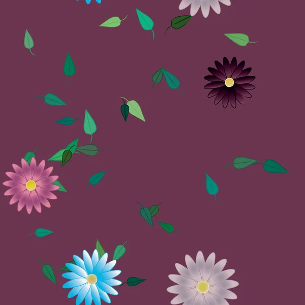 Fleurs Abstraites Avec Des Feuilles Motif Sans Couture Illustration Vectorielle — Image vectorielle