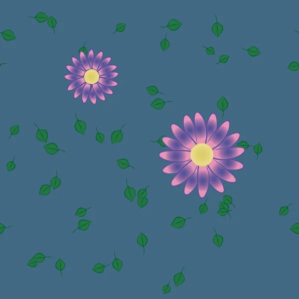 Fleurs Abstraites Avec Des Feuilles Motif Sans Couture Illustration Vectorielle — Image vectorielle