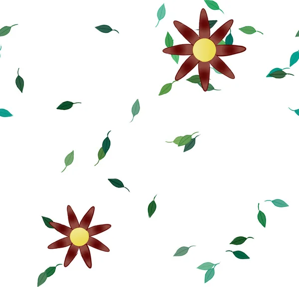 Composition Libre Avec Des Fleurs Des Feuilles Colorées Simples Pour — Image vectorielle