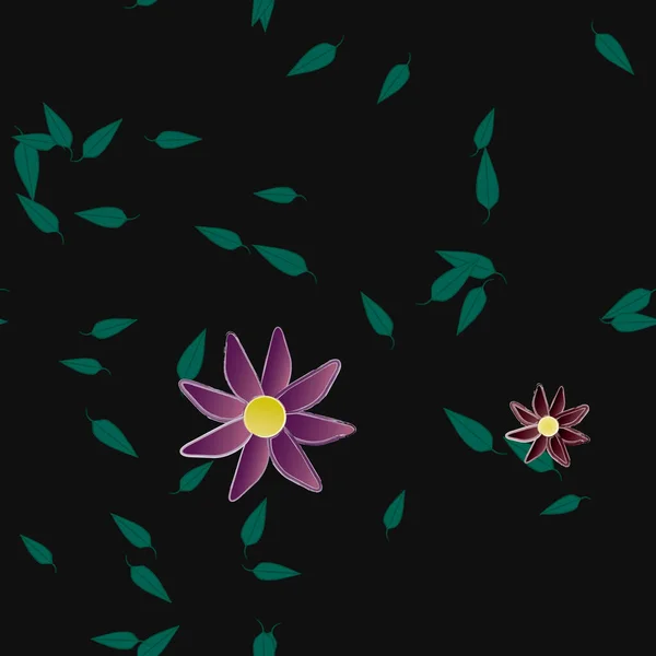 Farbige Blumen Und Blätter Hintergrund — Stockvektor