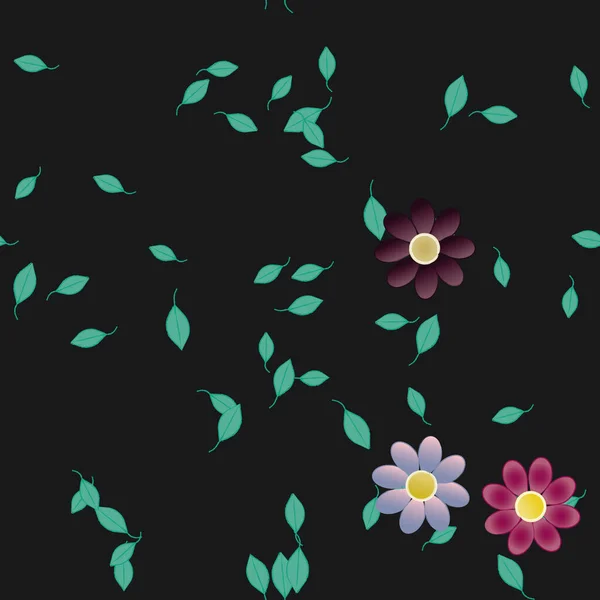 Abstraktní Květiny Listy Bezešvé Vzor Vektorové Ilustrace — Stockový vektor