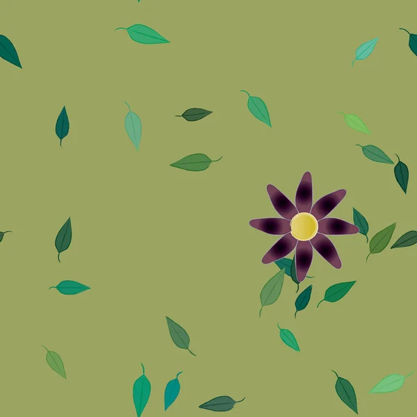 Fleurs Abstraites Avec Des Feuilles Motif Sans Couture Illustration Vectorielle — Image vectorielle