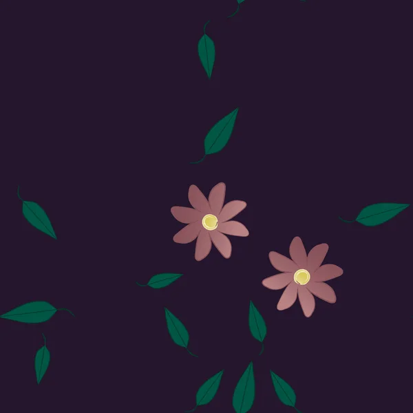 Abstrakta Blommor Med Blad Sömlös Mönster Vektor Illustration — Stock vektor