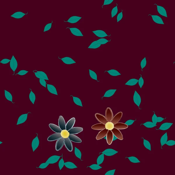 Fleurs Abstraites Avec Des Feuilles Motif Sans Couture Illustration Vectorielle — Image vectorielle