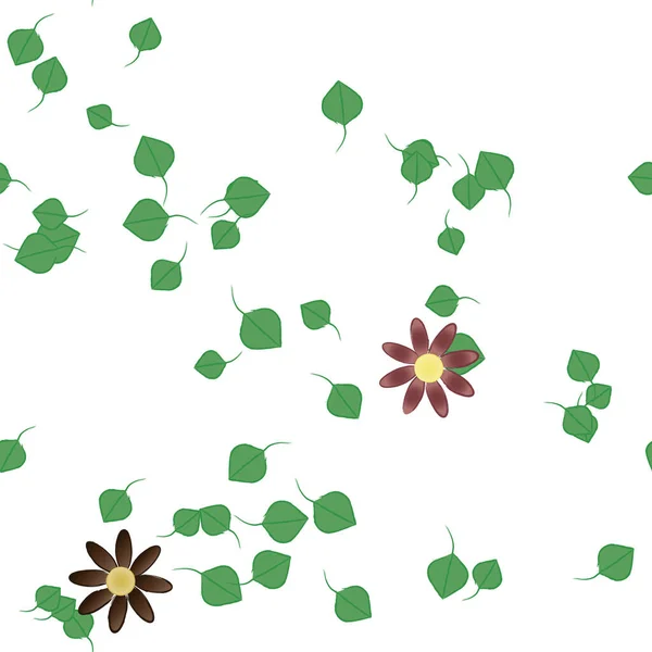 Flores Abstratas Com Folhas Sem Costura Padrão Ilustração Vetorial — Vetor de Stock