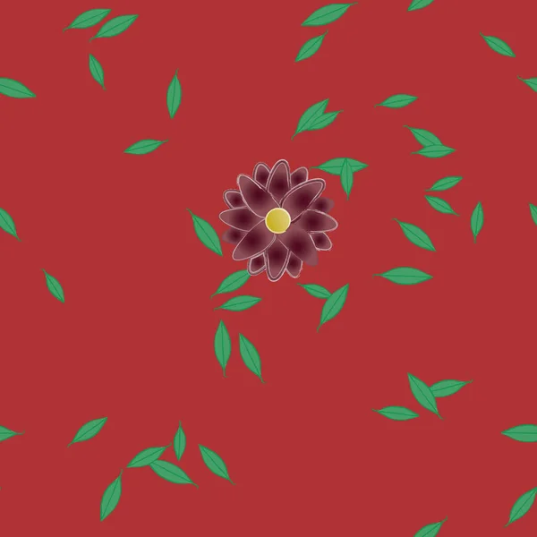 Fleurs Simples Avec Des Feuilles Vertes Composition Libre Illustration Vectorielle — Image vectorielle