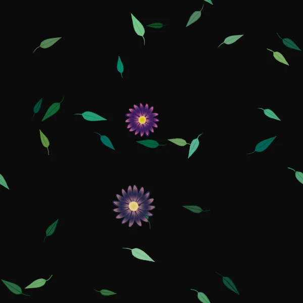 Fleurs Feuilles Colorées Fond — Image vectorielle