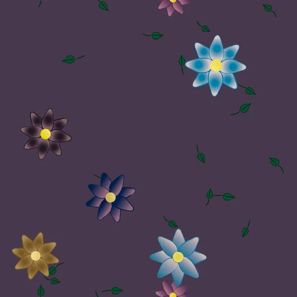 Fleurs Abstraites Avec Des Feuilles Motif Sans Couture Illustration Vectorielle — Image vectorielle