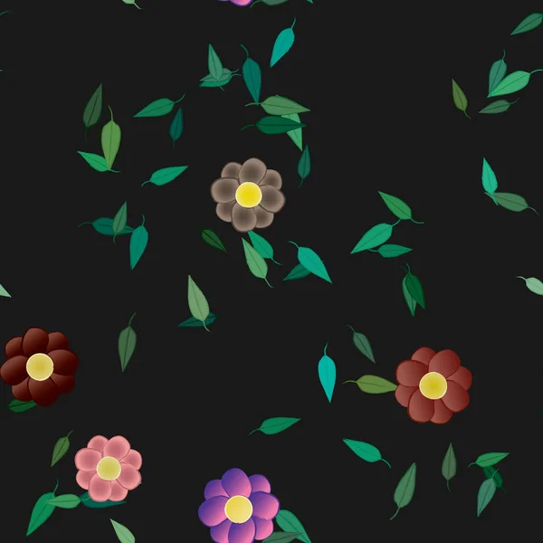 Composição Livre Com Flores Coloridas Simples Folhas Para Papel Parede —  Vetores de Stock