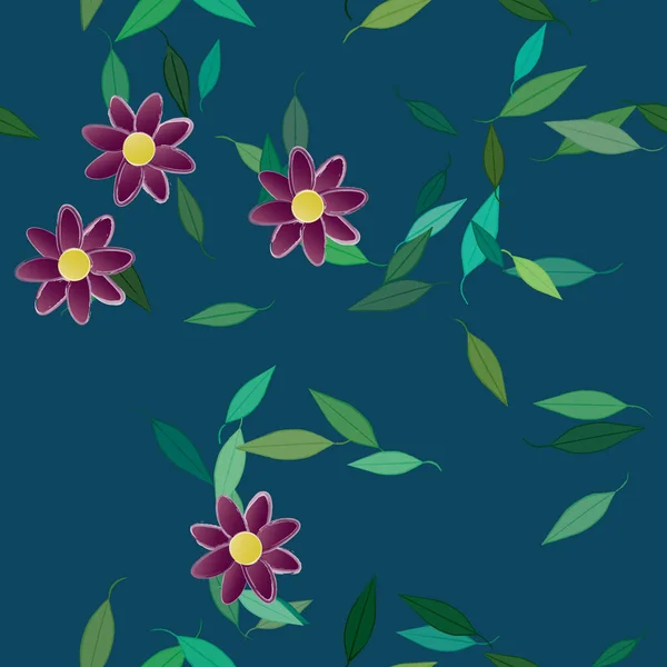 Fleurs Abstraites Avec Des Feuilles Motif Sans Couture Illustration Vectorielle — Image vectorielle