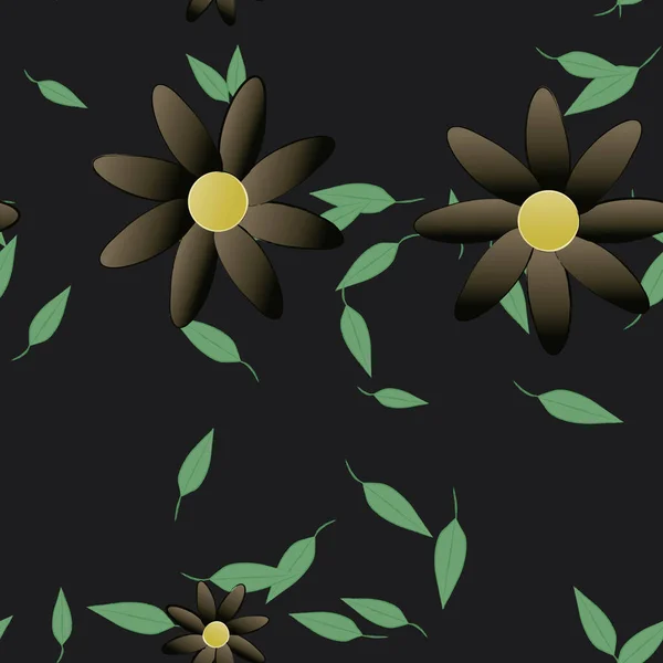 Fleurs Abstraites Avec Des Feuilles Motif Sans Couture Illustration Vectorielle — Image vectorielle