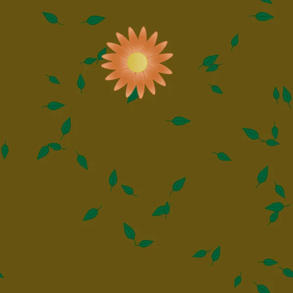 Flores Abstractas Con Hojas Patrón Sin Costura Ilustración Vectorial — Vector de stock