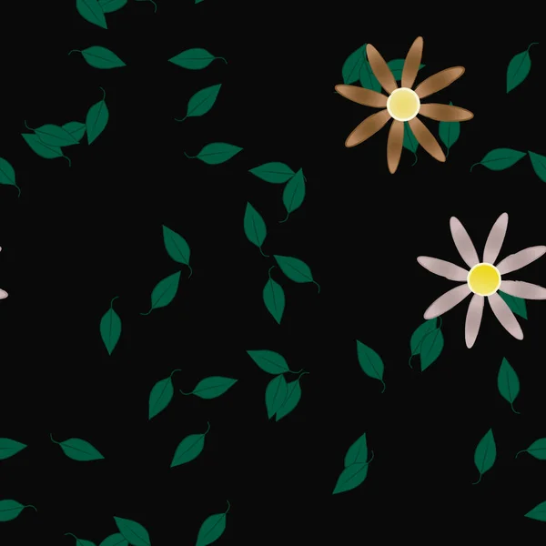 Fleurs Abstraites Avec Des Feuilles Motif Sans Couture Illustration Vectorielle — Image vectorielle