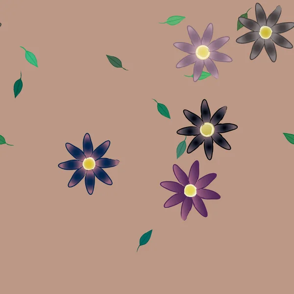 Flores Colores Hojas Fondo — Vector de stock