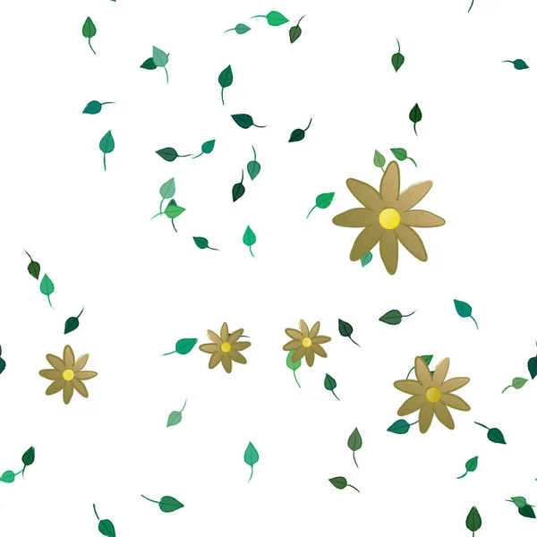 Fleurs Abstraites Avec Des Feuilles Motif Sans Couture Illustration Vectorielle — Image vectorielle