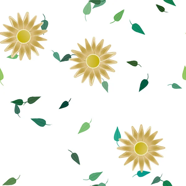 Fleurs Abstraites Avec Des Feuilles Motif Sans Couture Illustration Vectorielle — Image vectorielle