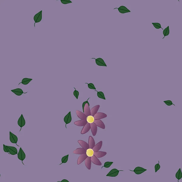 Flores Abstractas Con Hojas Patrón Sin Costura Ilustración Vectorial — Archivo Imágenes Vectoriales