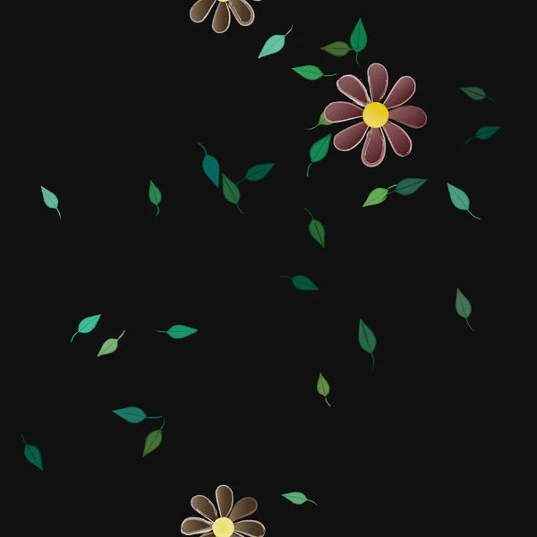 Fleurs Abstraites Avec Des Feuilles Motif Sans Couture Illustration Vectorielle — Image vectorielle