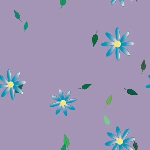 Flores Abstractas Con Hojas Patrón Sin Costura Ilustración Vectorial — Archivo Imágenes Vectoriales