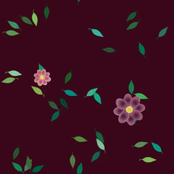 Fleurs Abstraites Avec Des Feuilles Motif Sans Couture Illustration Vectorielle — Image vectorielle