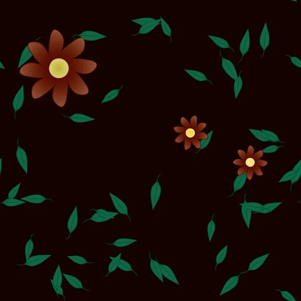 Fleurs Abstraites Avec Des Feuilles Motif Sans Couture Illustration Vectorielle — Image vectorielle