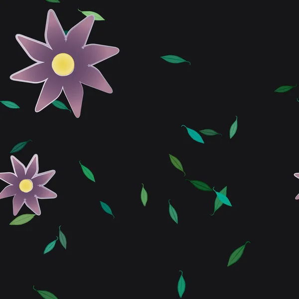 Flores Abstractas Con Hojas Patrón Sin Costura Ilustración Vectorial — Vector de stock